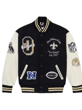 New Orleans Saints wool-blend varsity jacket with interior pockets