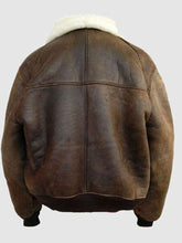 Men Shearling Pilot Brown Bomber Leather Jacket