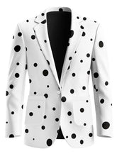 white polka dot blazer front view