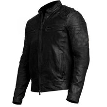 Mens Biker Vintage Distressed Cafe Racer Jacket