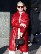Meryl Streep Red Leather Coat