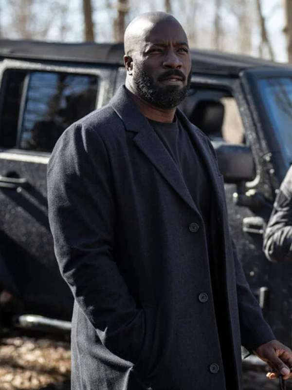 Mike Colter Alarum 2025 Black Wool Coat