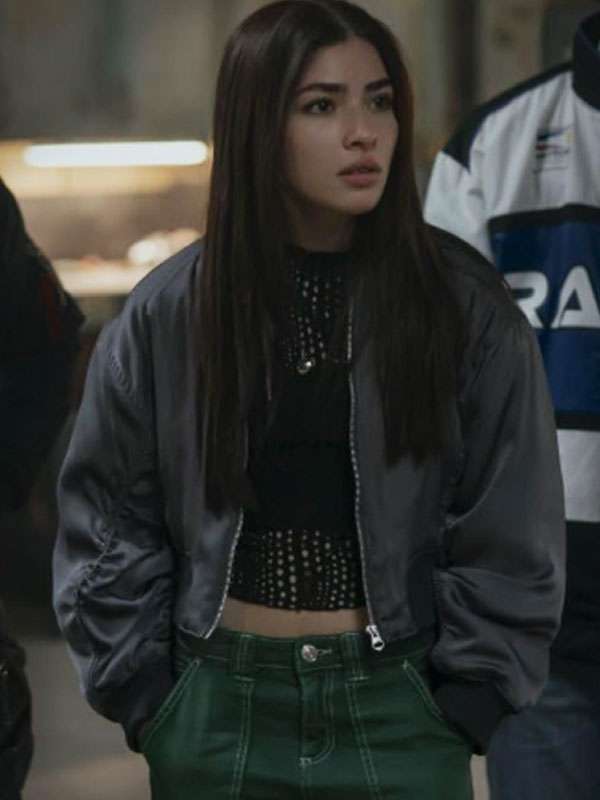 Motorheads Caitlyn Torres Grey Bomber Jacket