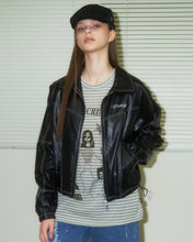 NF Glossy Stitch Leather Jacket