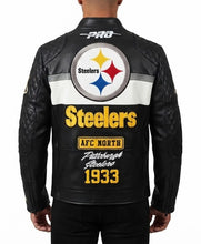 Pittsburgh Steelers Black Leather Moto Jacket
