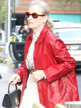 Meryl Streep Red Leather Coat