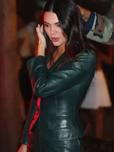 NYC Kendall Jenner Green Leather Blazer