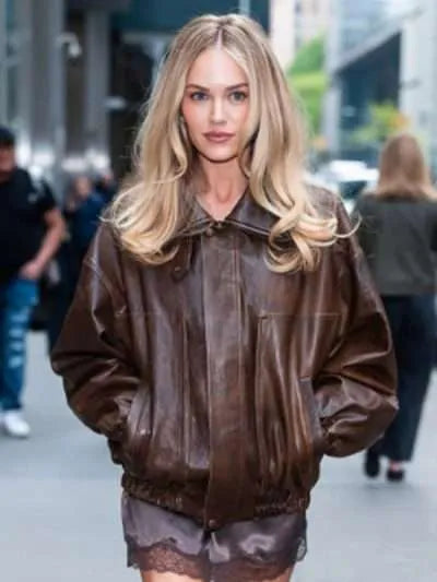 NYC Michelle Randolph Brown Leather Jacket