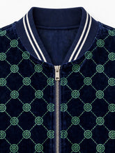 Shorty Meeks navy blue fleece tracksuit with green circular print