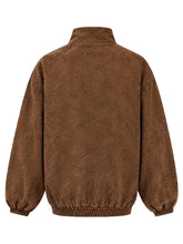 Chinese-style jacket with zipper closure and elastic cuffs