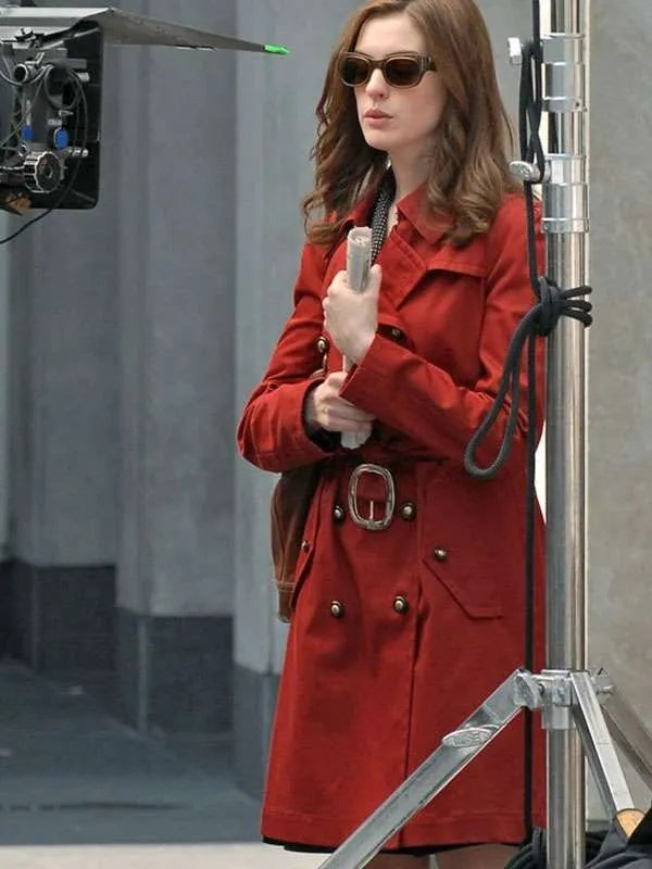 Anne Hathaway Red Trench Coat