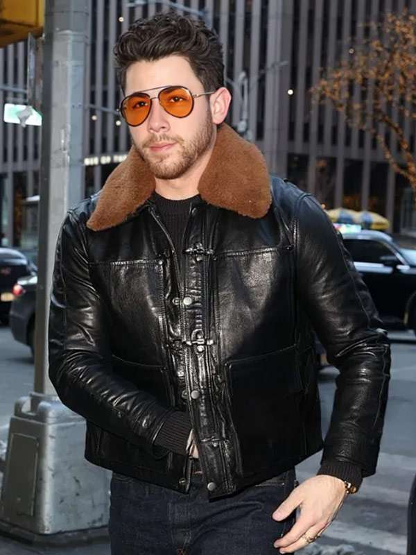 Nick Jonas Shearling Leather Jacket
