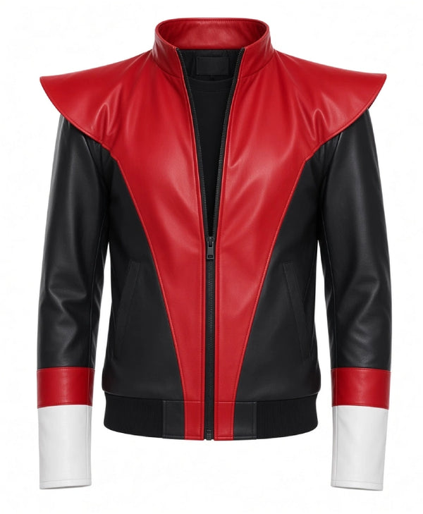Nightcrawler leather biker jacket with zipper closure and pockets
