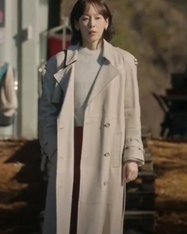 No In-ji The Trunk White Leather Trench Coat