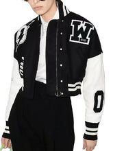 Off White Cropped Varsity Jacket