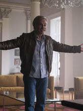 Christoph Waltz Old Guy 2025 Brown Leather Jacket