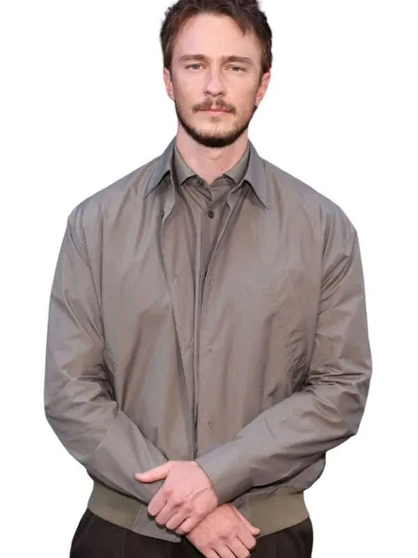 Drew Starkey grey jacket with two front and two inside pockets
