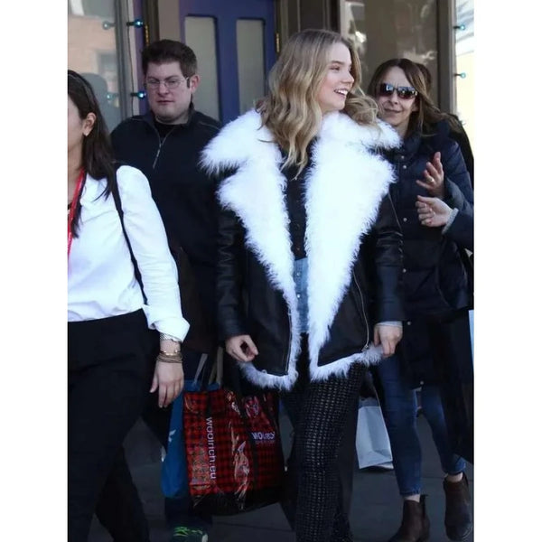 Anya Taylor-Joy Shearling Leather Jacket