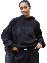 Parke Halloween black varsity-style hoodie front view