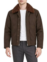 VisionQuest 2026 inspired brown jacket with shearling-style collar