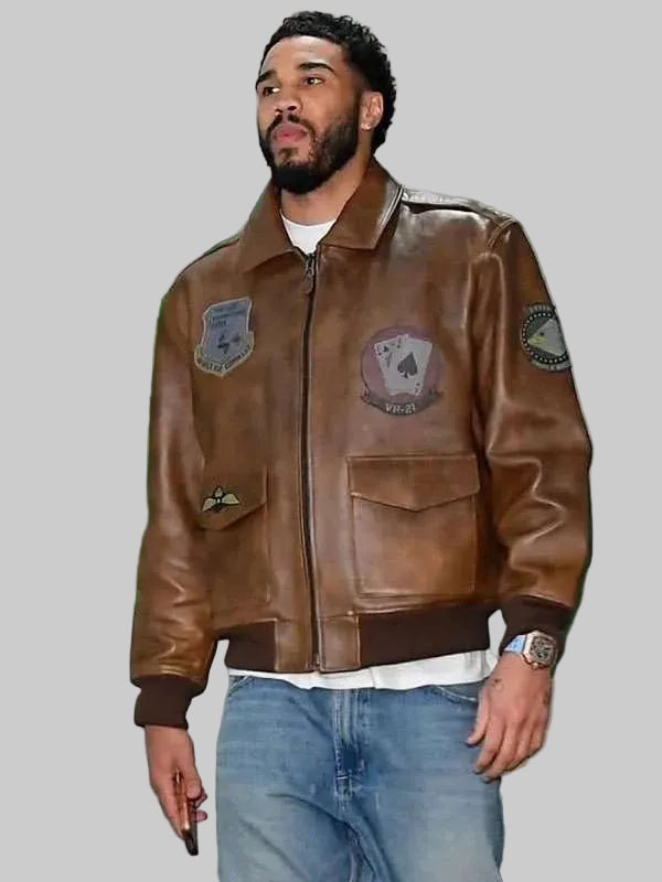 Jayson Tatum Brown Bomber Jacket
