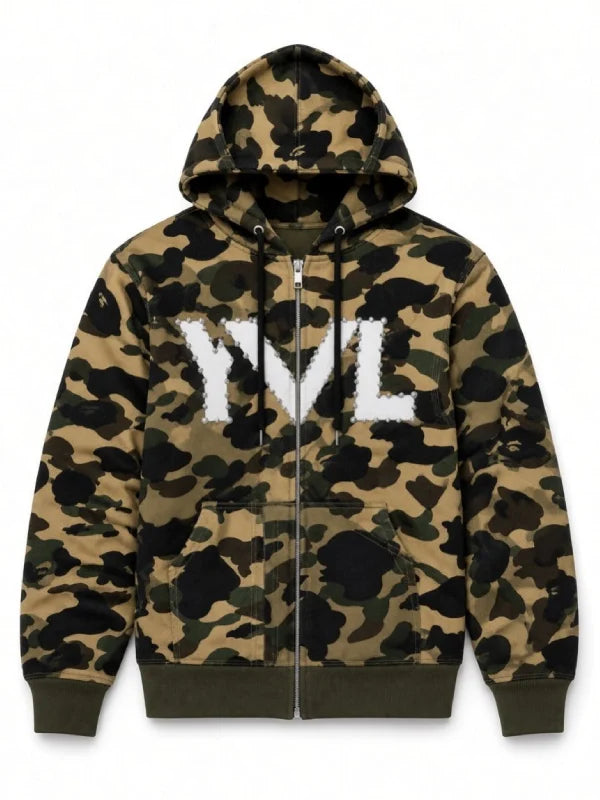 Black Playboi Carti YVL Bape pullover hoodie front view