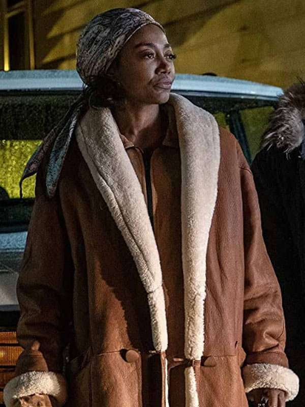 Power Book Iii Patina Miller Shearling Coat