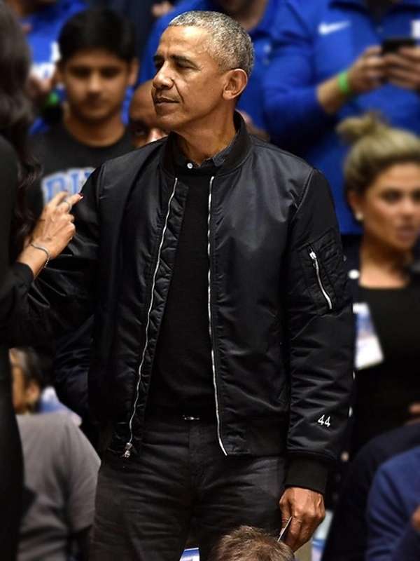 Barack Obama 44 Black Bomber Jacket