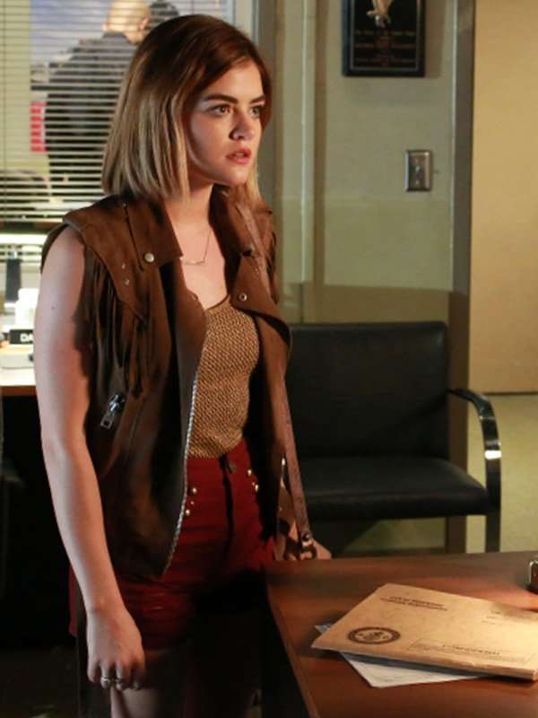 Pretty Little Liars Lucy Hale Brown Fringe Vest