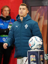Cristiano Ronaldo Portugal blue puffer jacket with hooded style