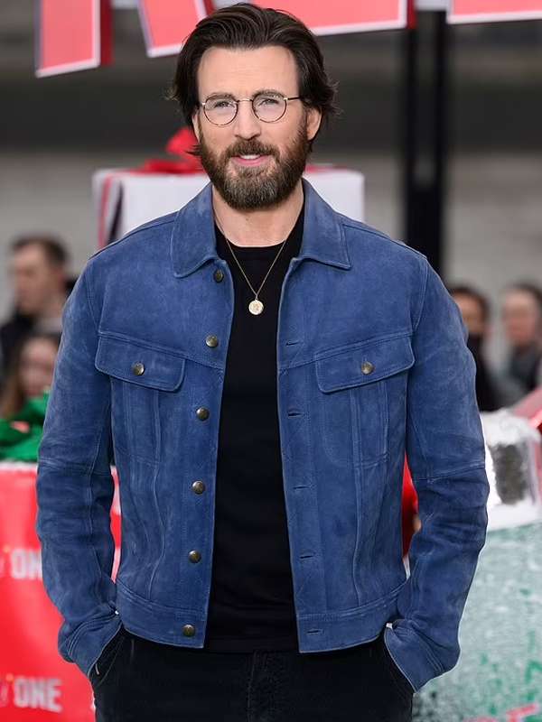 Chris Evans Red One Movie Event Suede Leather Jacket
