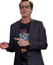Robert Downey Jr. black suiting blazer with notch lapel collar