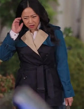Ruby Laid Black and Blue Cotton Coat