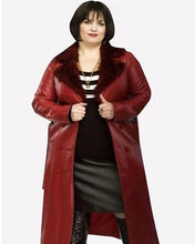 Ruth Jones Gavin and Stacey Red Shearling Leather Coat