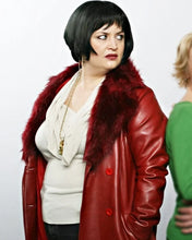 Ruth Jones Gavin and Stacey Red Shearling Leather Coat
