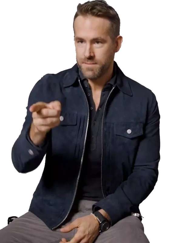 Ryan Reynolds Blue Suede Leather Jacket