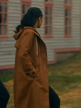 Brown cotton hooded coat inspired by Joséphine Jobert