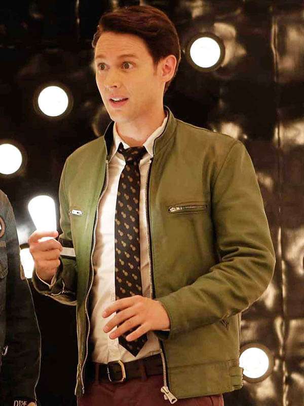 Samuel Barnett Dirk Gently Holistic Green Leather Jacket