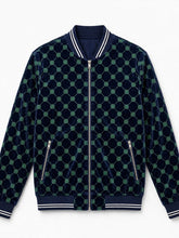 Navy blue printed fleece tracksuit with matching elastic waist trousers