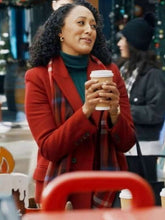 Tamera Mowry-Housley Scouting For Christmas 2024 Red Wool Coat