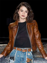 Selena Gomez Brown Leather Jacket