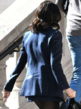 Mabel Mora blue suiting fabric blazer with lapel collar