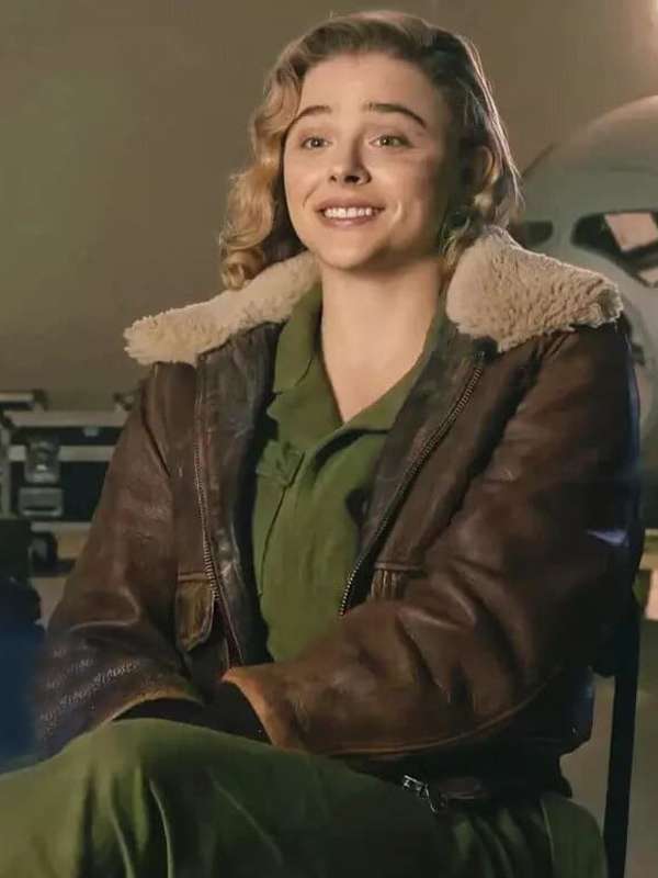 Chloë Grace Moretz Shadow in the Cloud Brown Leather Jacket