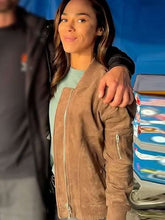 Amber Oliveras Countdown Brown Bomber Jacket