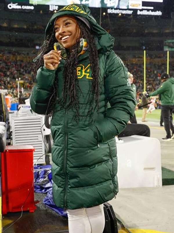 Simone Biles Green Bay Packers Puffer Jacket