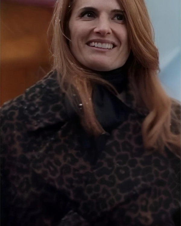 Stana Katic Murder in a Small Town Brown Print Coat