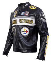 Pittsburgh Steelers Black Leather Moto Jacket