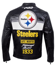 Pittsburgh Steelers Black Leather Moto Jacket