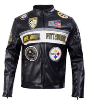 Pittsburgh Steelers Black Leather Moto Jacket