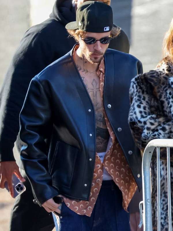 Super Bowl 2024 Justin Bieber Leather Jacket